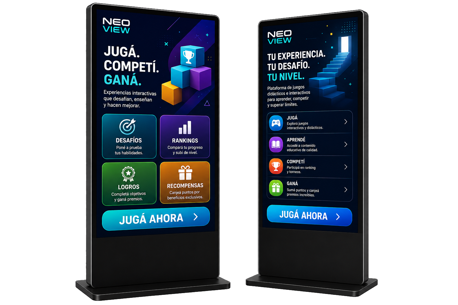 Tótems LED interactivos Neoview con pantallas verticales touch