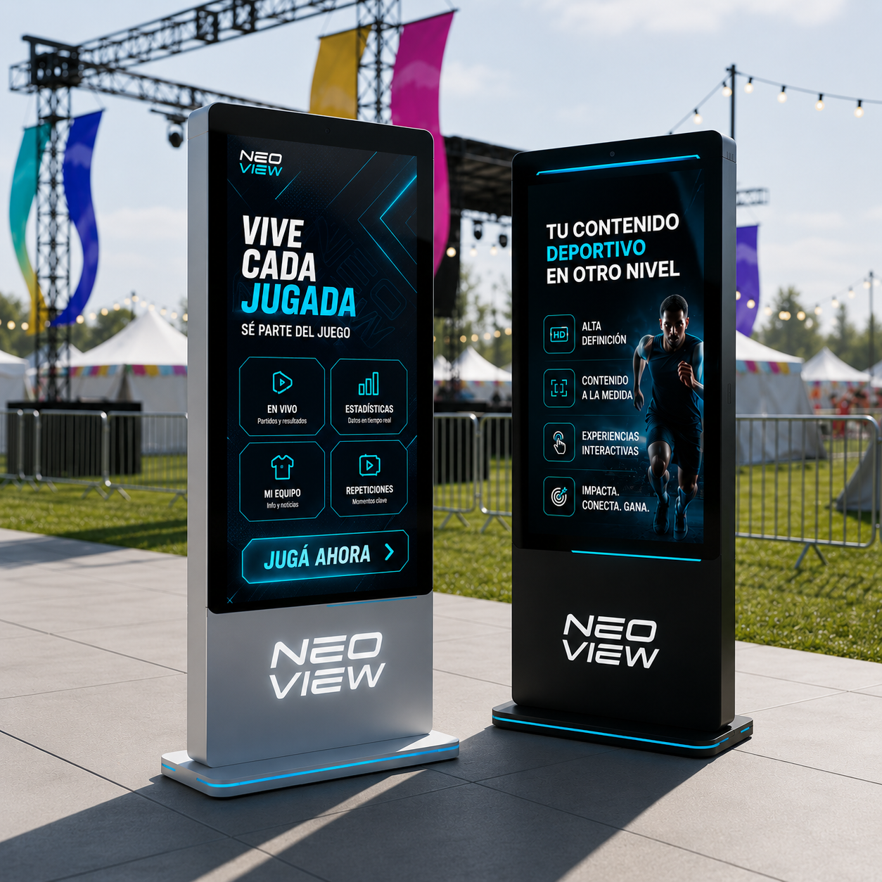 Tótems LED interactivos Neoview en una activación al aire libre